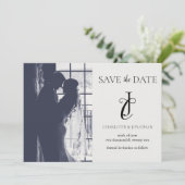 Save The Date Photo Élégant Mariage Classique Sauvegarder La Dat (Debout devant)