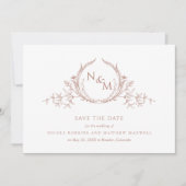 Save The Date Photo : Elégant Mariage Monogramme en terre cuite (Devant)