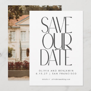 Save The Date Photo élégant noir blanc simple moderne tendance 