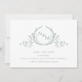 Save The Date Photo : Elegant Pale Green Monogram Mariage (Devant)