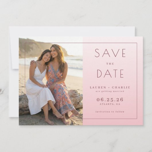 Save The Date Photo élégant rose chaud (Devant)