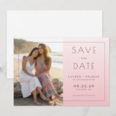 Save The Date Photo élégant rose chaud (Devant / Derrière)
