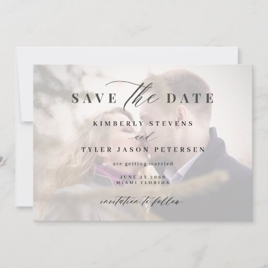 Save The Date Photo élégant script simple mariage moderne (Devant)