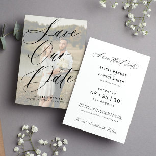 Save The Date Photo élégante calligraphie script mariage moderne