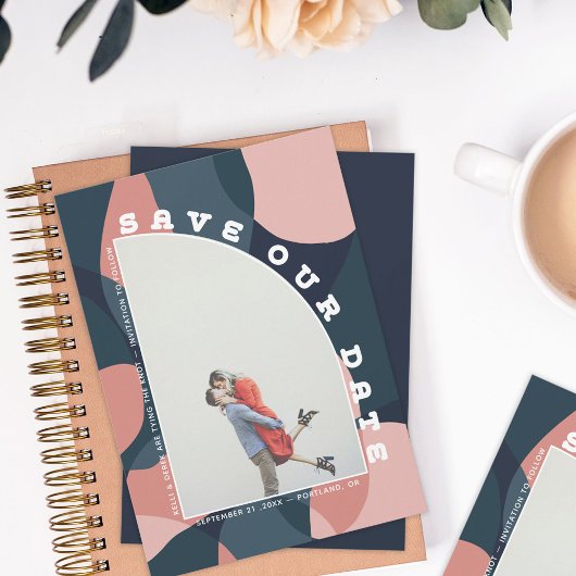 Save The Date Photo en demi-arc d'art moderne