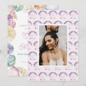 Save The Date Photo en eau-forte de coquillage violet & QR (Devant / Derrière)