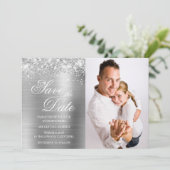 Save The Date Photo en feuille d'argent brillant (Debout devant)