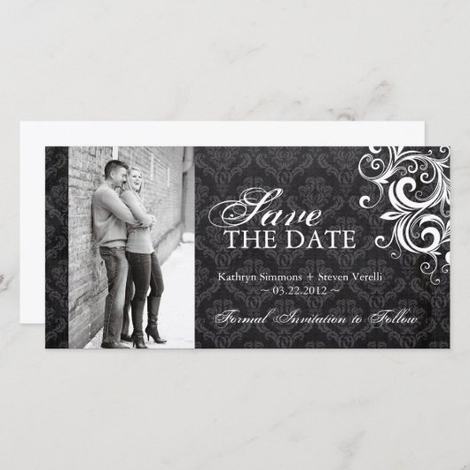 Save The Date Photo en noir et blanc Enregistrer la date Invitat (Devant / Derrière)