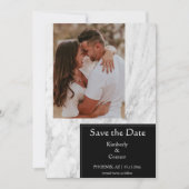 Save The Date Photo en noir simple marbré (Devant)