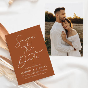 Save The Date Photo en terre cuite avec écriture moderne