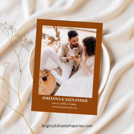 Save The Date Photo en terre cuite moderne Boho Pampas Mariage e