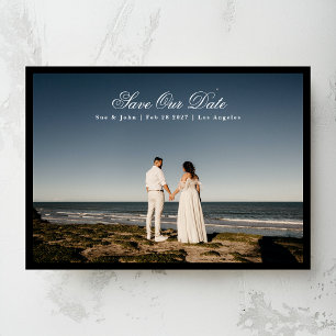 Save The Date Photo encadré noir de calligraphie classique tradi