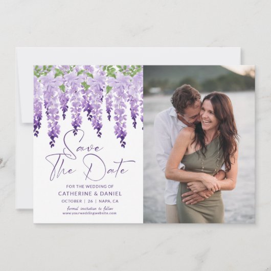 Save The Date Photo Enregistrer La Date Aquarelle Mariage Wister (Devant)