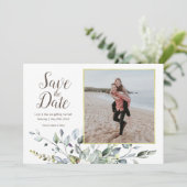 Save The Date Photo Enregistrer la date | Flore d'aquarelle de c (Debout devant)