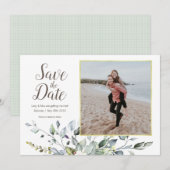 Save The Date Photo Enregistrer la date | Flore d'aquarelle de c (Devant / Derrière)