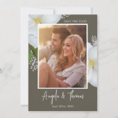 Save The Date Photo Enregistrer la date QR Code Floral Greenery (Devant)