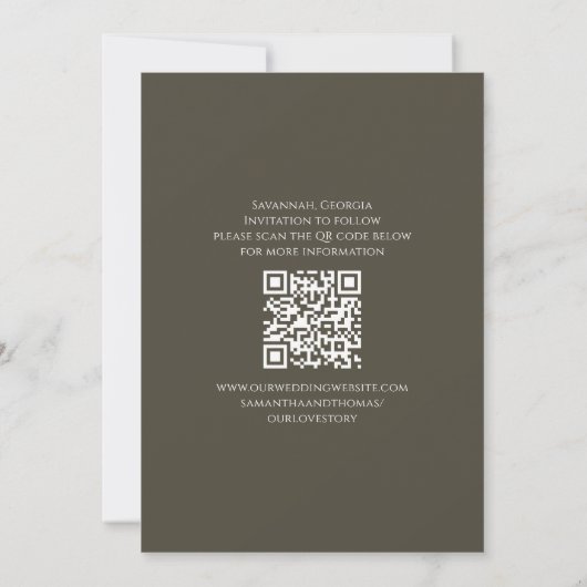 Save The Date Photo Enregistrer la date QR Code Floral Greenery (Dos)