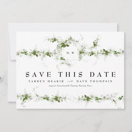 Save The Date Photo Eucalyptus Wreath Monogram Mariage (Devant)