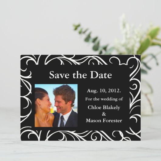 Save The Date Photo & Flèches Enregistrer la date (noir) (Debout devant)