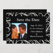 Save The Date Photo & Flèches Enregistrer la date (noir) (Devant / Derrière)