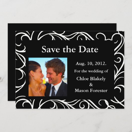 Save The Date Photo & Flèches Enregistrer la date (noir) (Devant / Derrière)