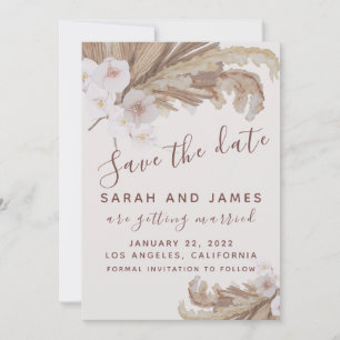 Save The Date Photo Fleur de Pampas Aquarelle Boho 