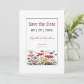 Save The Date Photo Fleur sauvage moderne (Debout devant)
