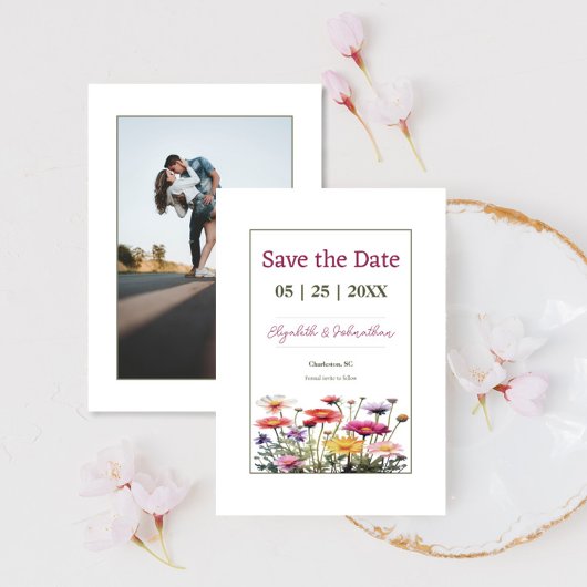 Save The Date Photo Fleur sauvage moderne