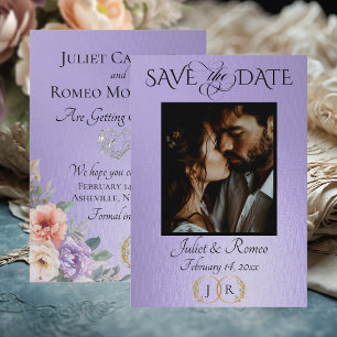 Save The Date Photo, Fleurs sauvages et monogramme feuille - Lil