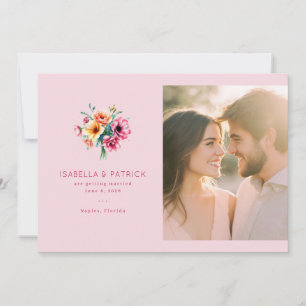 Save The Date Photo Floral Rose Joyeux