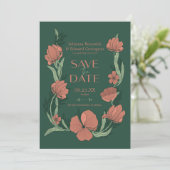 Save The Date Photo floral vert et terracotta Morris (Debout devant)