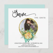 Save The Date *~* PHOTO Floral Wreath Boho Wedding Enregistrer L (Devant / Derrière)