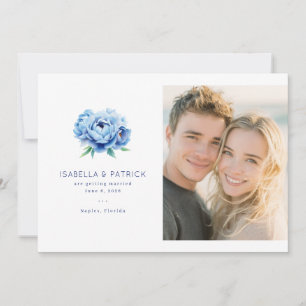 Save The Date Photo Florale Bleue Joyeuse
