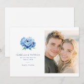 Save The Date Photo florale bleue joyeuse (Devant / Derrière)