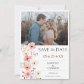 Save The Date Photo florale Boho moderne Enregistrer la date | B (Devant)