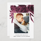 Save The Date Photo florale bourguignonne moderne Enregistrer la (Devant / Derrière)