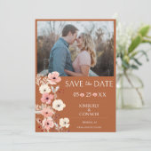 Save The Date Photo florale de Boho moderne | Orange brûlé (Debout devant)