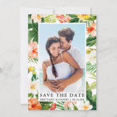 Save The Date Photo florale de corail tropical moderne (Devant)