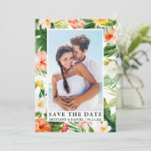 Save The Date Photo florale de corail tropical moderne (Debout devant)