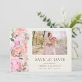 Save The Date Photo florale élégante (Debout devant)