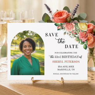 Save The Date Photo Florale Élégante Fête d'anniversaire des 53