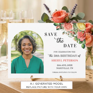 Save The Date Photo florale élégante Fête des 58 ans