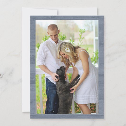 Save The Date Photo florale en argent bleu marine Enregistrer la (Dos)