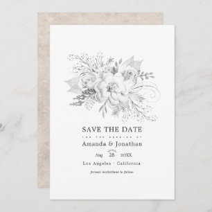Save The Date Photo Florale Mariage blanche