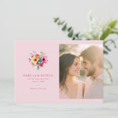 Save The Date Photo Florale Rose Joyeuse (Debout devant)