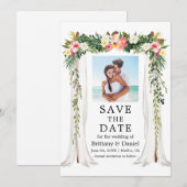 Save The Date Photo florale tropicale de la canopée mariage (Devant / Derrière)