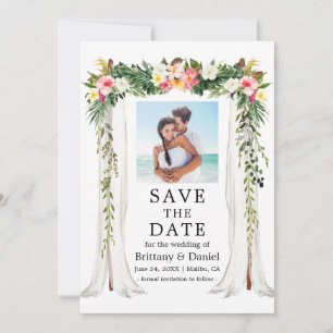 Save The Date Photo florale tropicale de la canopée mariage