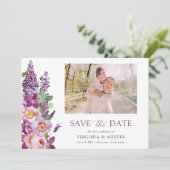 Save The Date Photo Florale violette (Debout devant)