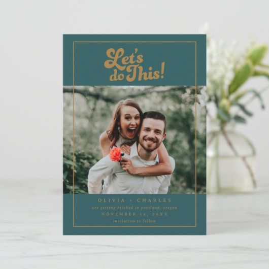 Save The Date Photo Fun Rétro Allons-y  (Debout devant)