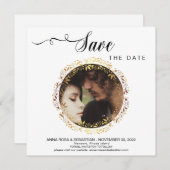 Save The Date *~* PHOTO Gold Wreath Wedding Enregistrer La Date (Devant / Derrière)